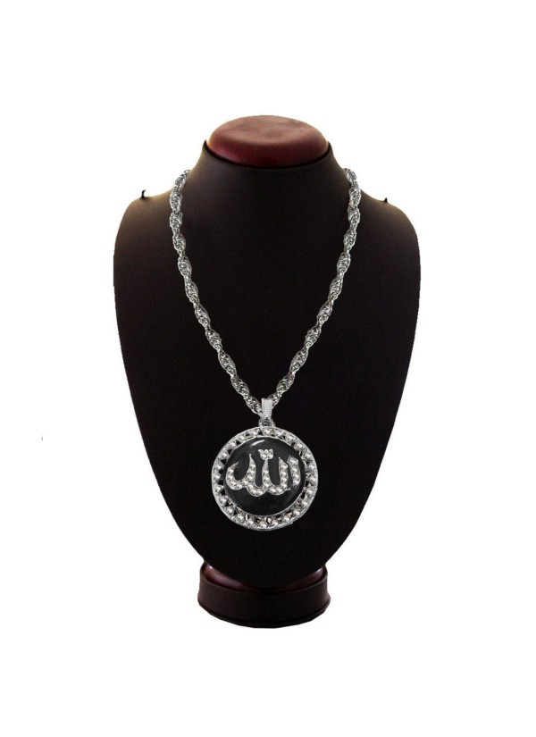 Silver::Black Muslim Islmic Allah Pendant 