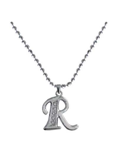 Silver  R - Alphabet Pendant 