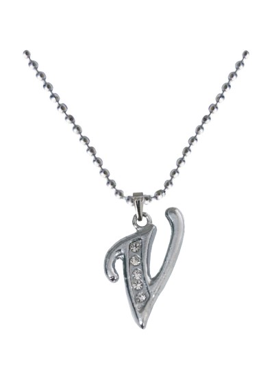 Silver  V- Alphabet Pendant 