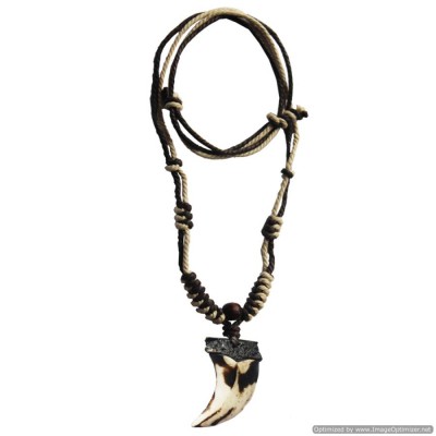 Menjewell Style Shark Tooth Shape Design With Adjustable Cotton Dori Pendant