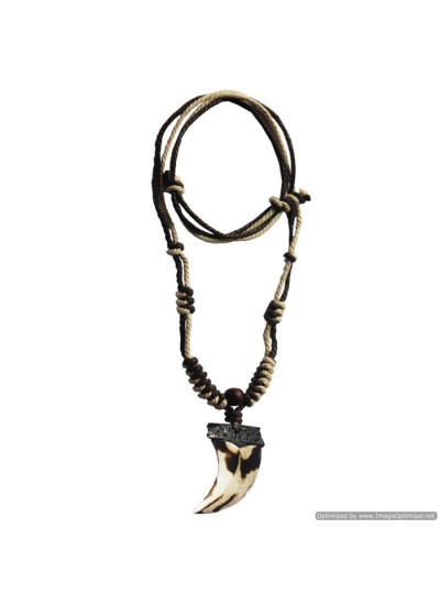 Menjewell Style Shark Tooth Shape Design With Adjustable Cotton Dori Pendant