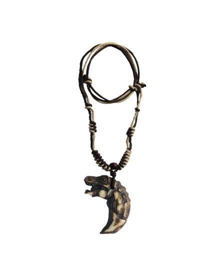 Menjewell Style Wolf tooth Design With Adjustable Cotton Dori Pendant