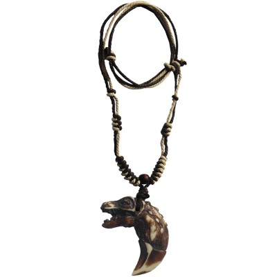 Menjewell Style Wolf tooth Design With Adjustable Cotton Dori Pendant