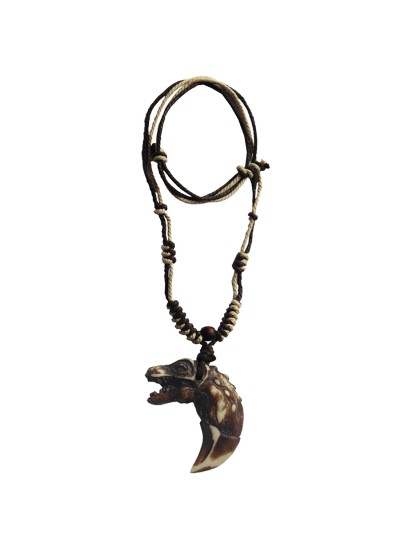 Menjewell Style Wolf tooth Design With Adjustable Cotton Dori Pendant