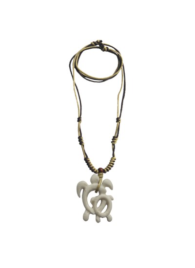 Menjewell Style White Turtle Design With Adjustable Cotton Dori Pendant