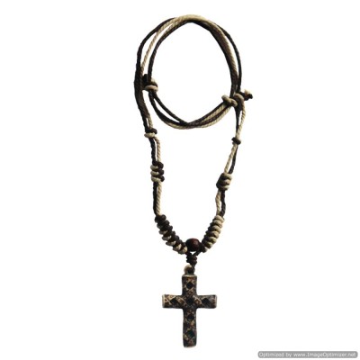Menjewell Style Jesus Christ Cross Crucifix  With Adjustable Cotton Dori Pendant