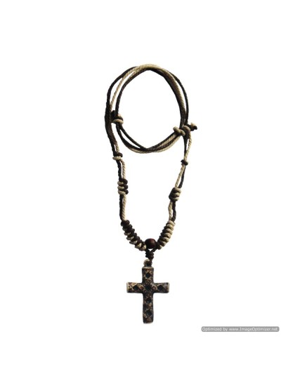 Menjewell Style Jesus Christ Cross Crucifix  With Adjustable Cotton Dori Pendant