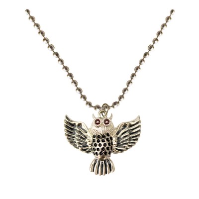 Silver::Black Owl Fashion Chain Bird Pendant 
