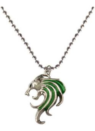 Elegant  Silver::Green  Lion Fashion Chain Pendant