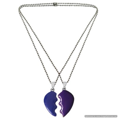 Menjewell Multi Color Couple Broken Heart  Dual Pendant 