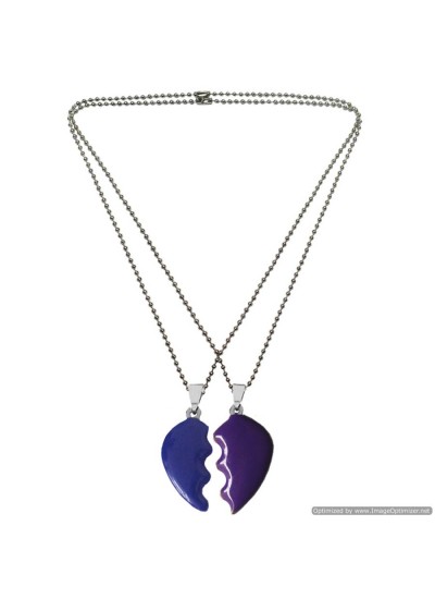 Menjewell Multi Color Couple Broken Heart  Dual Pendant 