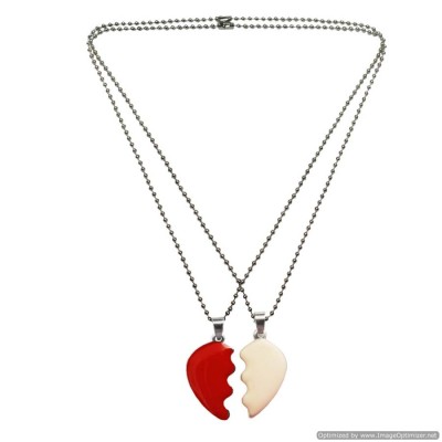 MENJEWELL MULTI COLOR COUPLE BROKEN HEART DUAL PENDANTS