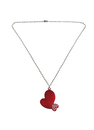 Menjewell Silver & Maroon "Friend" Letter In Heart Love Pendant