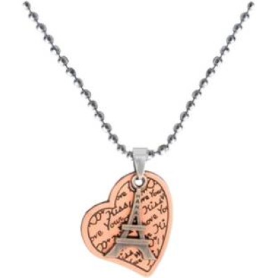 Elegant  Copper  Heart and Effiel Tower Designed Fashion Chain Pendant
