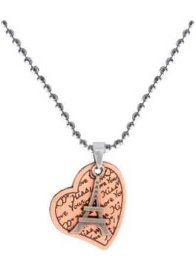 Elegant  Copper  Heart and Effiel Tower Designed Fashion Chain Pendant