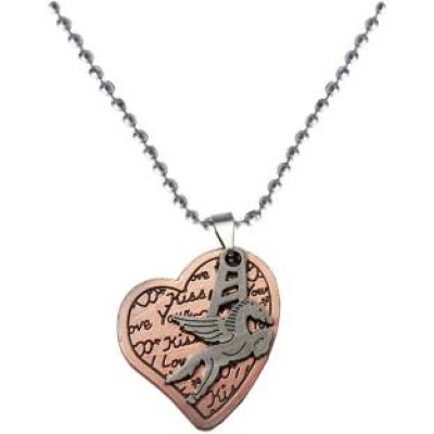 Elegant Copper Heart and Flying Horse Designed Fashion Chain Pendant