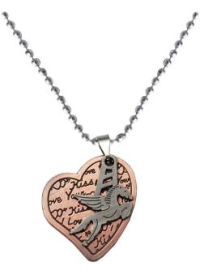 Elegant Copper Heart and Flying Horse Designed Fashion Chain Pendant