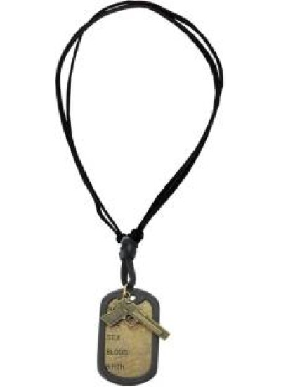 Black::Bronze  Name Tag With Gun Fashion Pendant 