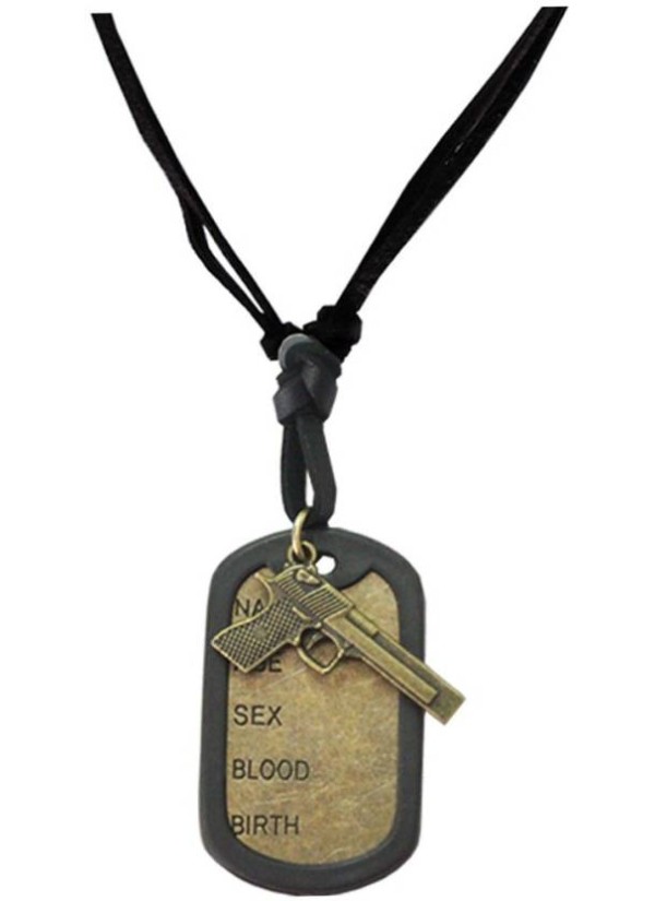 Black::Bronze  Name Tag With Gun Fashion Pendant 