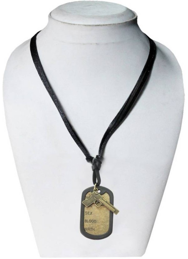 Black::Bronze  Name Tag With Gun Fashion Pendant 