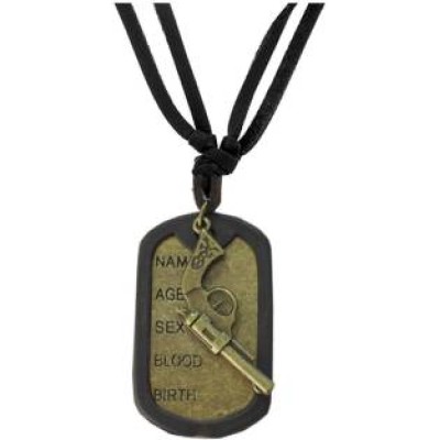 Black::Bronze  Name Tag With Gun Fashion Fashion Pendant 