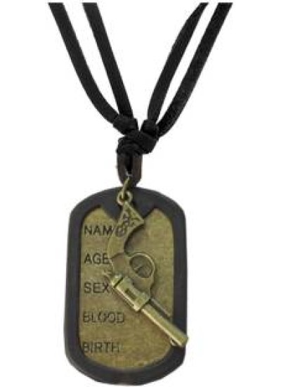 Black::Bronze  Name Tag With Gun Fashion Fashion Pendant 