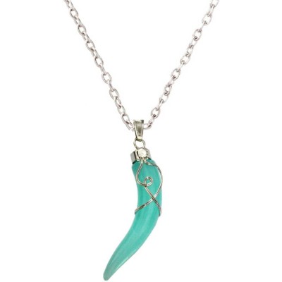 Elegant  Silver::Green  Wolf Tooth Fashion Pendant