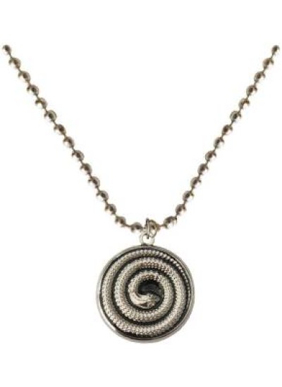 Silver::Black  Round snake Fashion Chain Pendant 