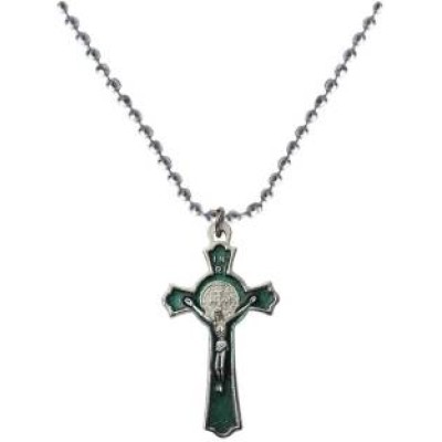 Green Jesus Christ Cross Pendant 
