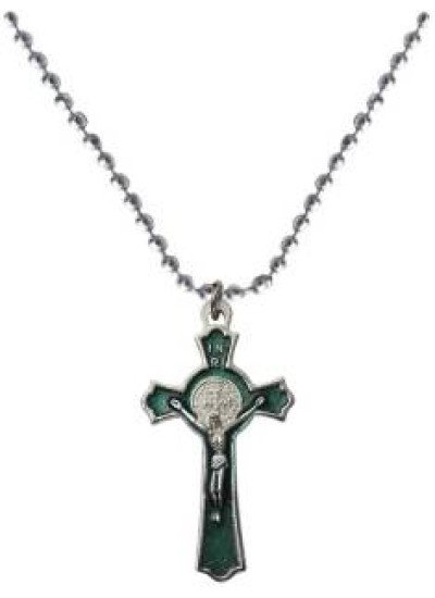 Green Jesus Christ Cross Pendant 