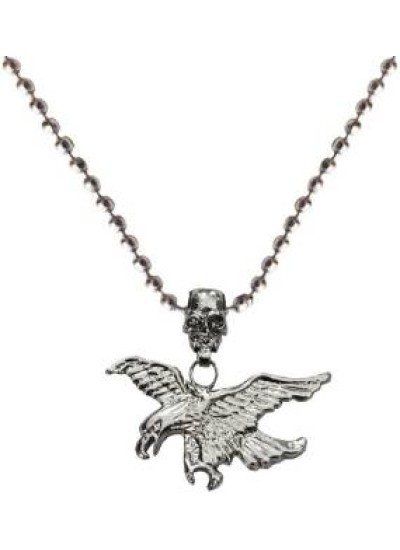 Elegant Silver Eagle With Human Skull Fashion Birds Pendant