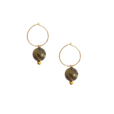 Tiger Eye's Stone Bali Earring  By Menjewell