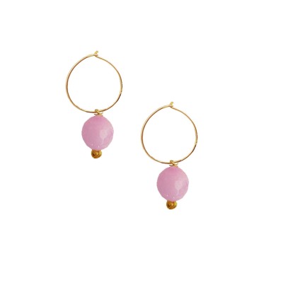 Rose Quartz Stone Bali Earring By Menjewell