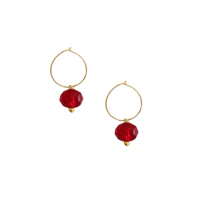 Red Crystal Stone Bali Earring By Menjewell