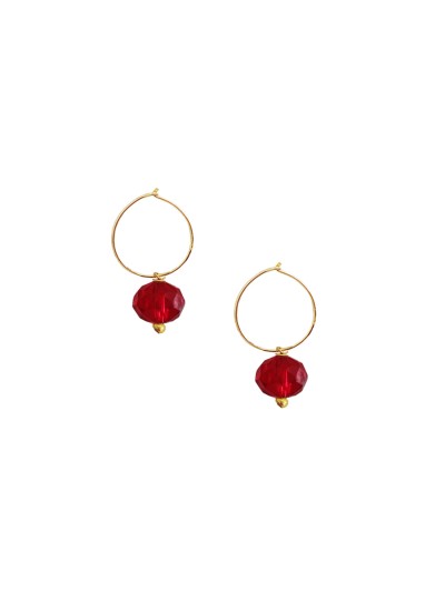 Red Crystal Stone Bali Earring By Menjewell