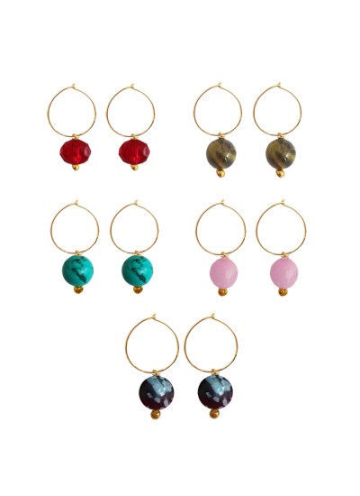 Real Stone Bali Earring Combo By Menjewell