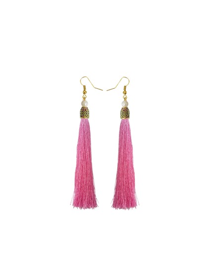 Fancy Pink Long Tassel Earring 