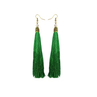 Fancy Green Long Tassel Earring