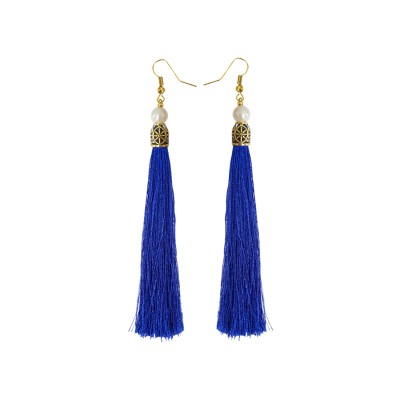 Fancy Blue Long Tassel Earring