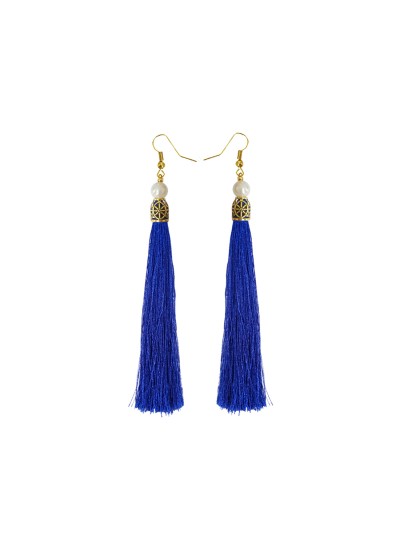 Fancy Blue Long Tassel Earring