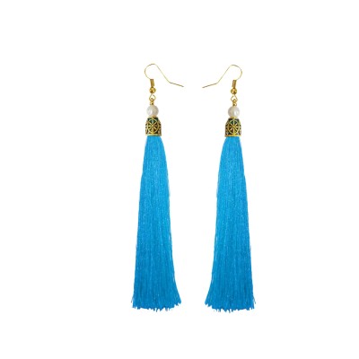 Fancy Sky blue Long Tassel Earring