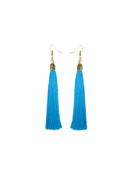 Fancy Sky blue Long Tassel Earring