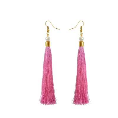 Pearl Pink Long Tassel Earring