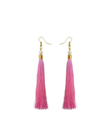 Pearl Pink Long Tassel Earring