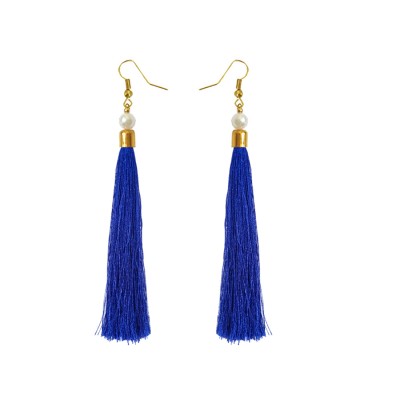 Pearl Blue Long Tassel Earring