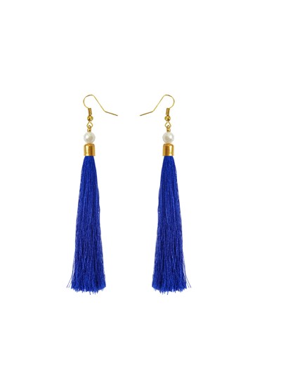 Pearl Blue Long Tassel Earring