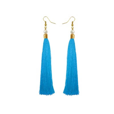 Pearl Sky blue Long Tassel Earring