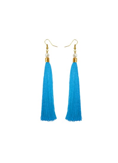 Pearl Sky blue Long Tassel Earring