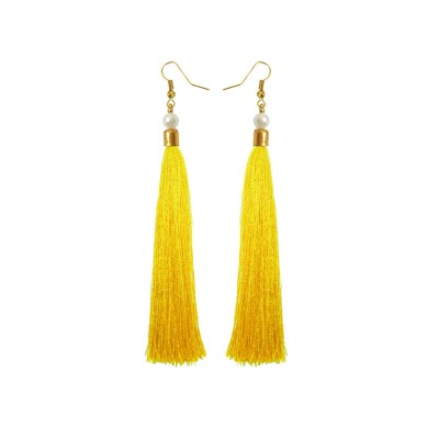 Pearl Yellow Long Tassel Earring