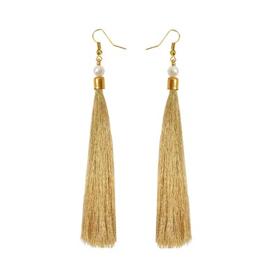 Pearl Gold Long Tassel Earring